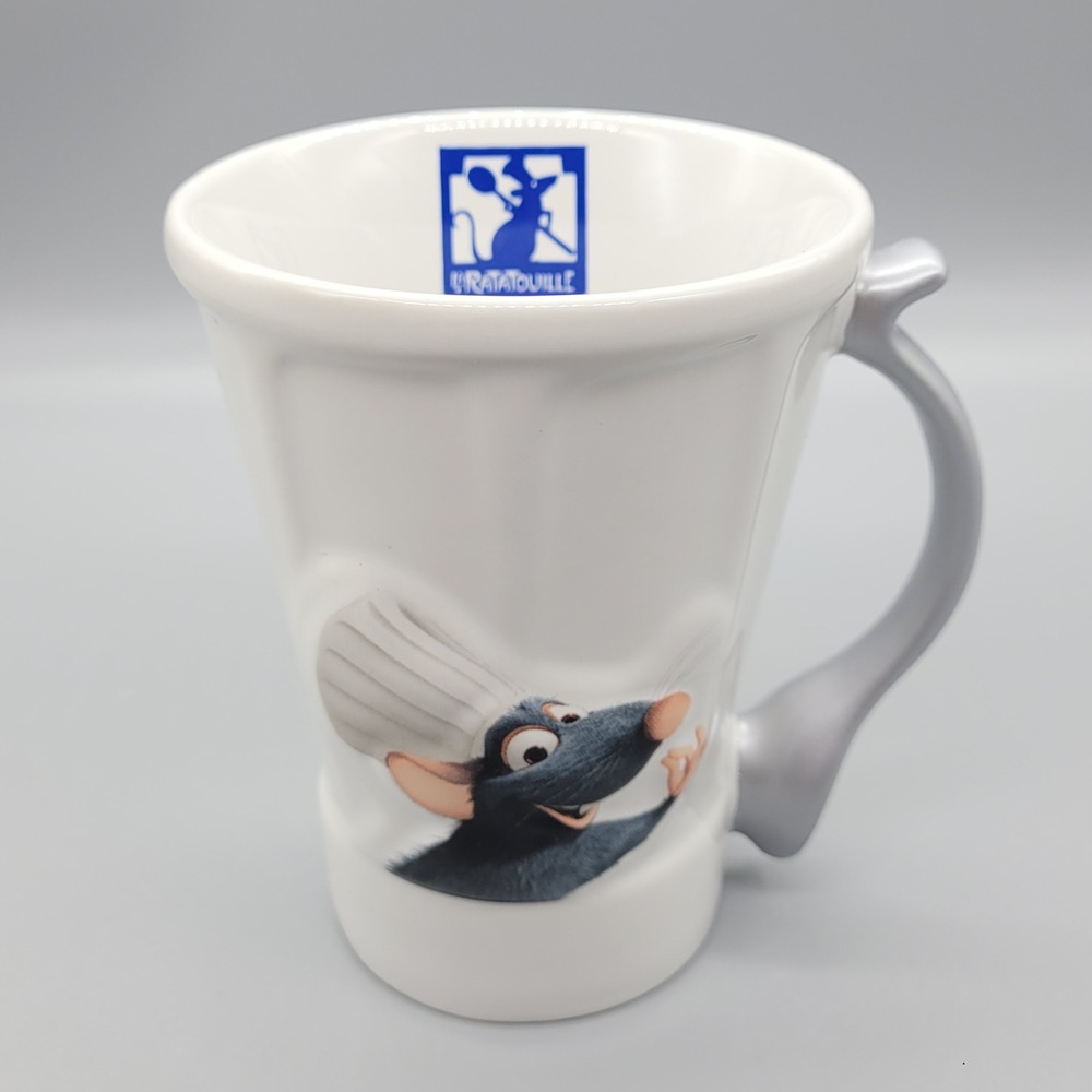 Disney Pixar Ratatouille Remy Coffee Mug 3D Sculpted Silver Handle White